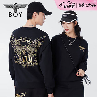 BOY LONDON24春夏款机械金鹰图腾印花朋克黑金潮流卫衣 N03009 黑色 S