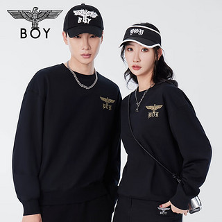 BOY LONDON24春夏款机械金鹰图腾印花朋克黑金潮流卫衣 N03009 黑色 S