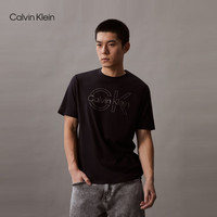 Calvin Klein Jeans24春夏男士休闲通勤经典字母印花纯棉短袖T恤40BC808 BAE-太空黑 S