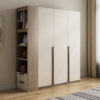木月北欧衣柜家用小户型卧室经济型衣柜收纳储物衣橱三门衣柜+边柜