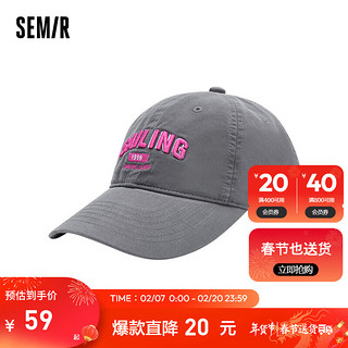 Semir 森马 帽子男2024复古时尚潮流校园棒球帽设计感撞色字母刺绣 深灰20930 帽围56-58cm