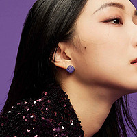 APM紫色方形耳环简约时尚耳饰