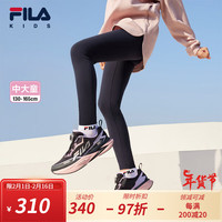 FILA斐乐儿童童装长裤2024春季中大童女童休闲运动针织打底裤 深辰蓝-NV 160