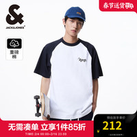 杰克·琼斯(JACK&JONES)男装春季新款潮流情侣半袖纯棉撞色字母宽松短袖T恤男224101081 A06 本白色 常规 A06 本白色 175/96A/M