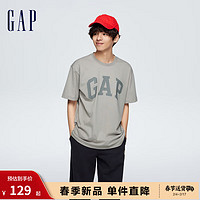 Gap 盖璞 男装春季2024新款撞色LOGO简约基础款圆领纯棉T恤465796短袖