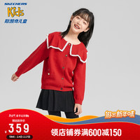 Skechers斯凯奇新年童装儿童红色毛衣冬季2024女童外套L124G005 红底祥纹满地印花/03PQ 130cm