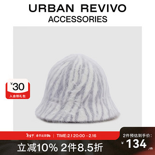 URBAN REVIVO冬女士时髦高街撞色花纹渔夫帽UAWA30206 冷灰 F