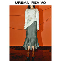 URBAN REVIVO UR2024春季女装优雅鱼尾半裙UWA540001 灰绿 XXS