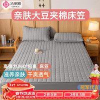 GRACE 洁丽雅 纯色夹棉床笠罩防水床笠罩全包单件床罩席梦思床垫套保护罩 浅灰 150