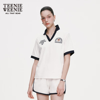 Teenie Weenie小熊2024年毛巾布软糯Polo领短袖T恤衫宽松慵懒上衣