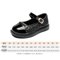 【小香风玛丽珍】23春季女童皮鞋优雅格纹舒适软底一字带鞋