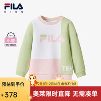 FILA斐乐儿童童装上衣长袖2024年春季小童女童休闲套头卫衣潮 玉石白-WT 105