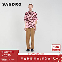 SANDRO2024早春男装法式时尚撞色印花装饰衬衫上衣SHPCM01005 60/粉色 S