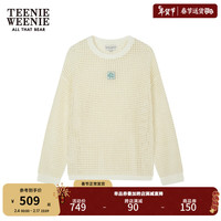 Teenie Weenie小熊2024春装段染镂空套头毛衣宽松慵懒针织衫女 象牙白 155/XS