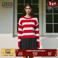 Teenie Weenie小熊2024年早春条纹红色新年毛衣本命年龙年套头针织衫女 红色 165/M