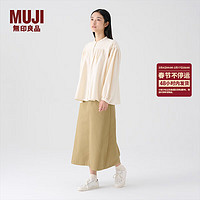 无印良品（MUJI）女式 法兰绒 抽褶罩衫 美拉德风纯棉衬衫 原色 S