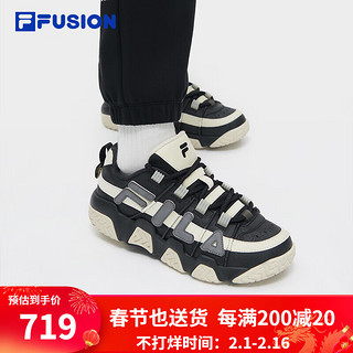 FILA FUSION斐乐潮牌女鞋BARRICADE复古篮球鞋2024春季运动鞋 黑/白珍珠-BS 36