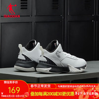 乔丹QIAODAN篮球鞋男秋季实战毒液5革面低帮运动球鞋 白色/黑色 42