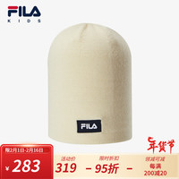 FILA斐乐儿童帽子2024春季新款小童针织帽男童女童堆堆帽保暖冷帽 云白色-WT M