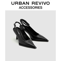 URBAN REVIVO2024春季女士潮流高街细跟尖头空鞋UAWS40033 黑色 35