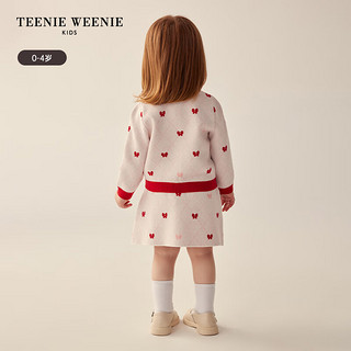 Teenie Weenie Kids小熊童装24春季女宝宝撞色菱格小香风套装 红色 100cm