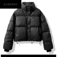 軬木雪梨女装6733韩系面包服短款棉衣棉服女休闲小个子棒球服 黑色夹棉 M 80-120
