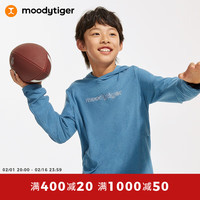 moodytiger儿童卫衣长袖T恤24年春季新品男童宽松连帽吸湿排汗运动衫童装