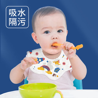 棉之润婴儿口水巾一次性围嘴可旋转免洗围兜25片独立装防水防吐奶软围嘴 【花瓣围嘴经典款】火箭-25片