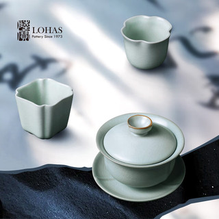 陆宝单盖碗功夫茶具 汝窑天青高温陶瓷器泡茶壶三才碗 家用茶壶茶杯 禅悟盖碗130ml