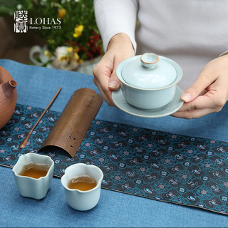 陆宝单盖碗功夫茶具 汝窑天青高温陶瓷器泡茶壶三才碗 家用茶壶茶杯 禅悟盖碗130ml
