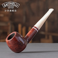 沙芬（SAVINELLI）意大利手工石楠木烟斗老式P426象牙白高档烟斗男士 【207斗型苹果式直斗 小号】