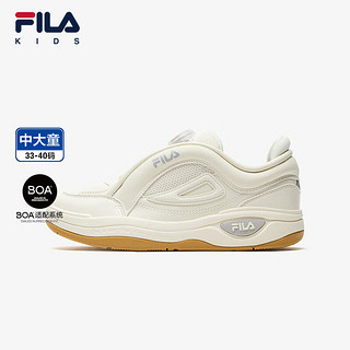 FILA 斐乐 儿童童鞋休闲鞋2024春新款中大童男女童BOA旋钮经典板鞋 奶白-GD 34码 内长21.5cm