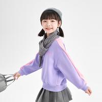 【趣味撞色 防寒保暖】女童23冬中大童冬装儿童套头卫衣