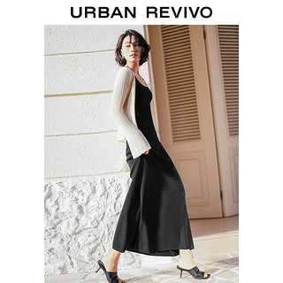 URBAN REVIVO UR2024春季女装复古气质无袖修身方领针织连衣裙UWG940050 正黑 XS