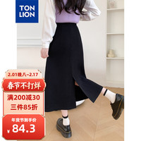 唐狮 TONLION女净色一步长裙WP 黑色 S