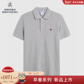 布克兄弟（BrooksBrothers）男士24早春棉质针织衫简约Polo衫 0007-灰色 L