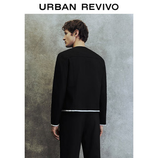 URBAN REVIVO UR2024春季男装时尚简约休闲对称口袋圆领夹克UMF140012 正黑 XS