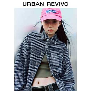 URBAN REVIVO UR2024春季女装时尚复古休闲几何提花牛仔衬衫UWV840008 蓝色 XS