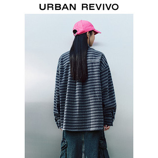 URBAN REVIVO UR2024春季女装时尚复古休闲几何提花牛仔衬衫UWV840008 蓝色 XS