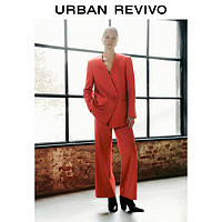 URBAN REVIVO UR2024春季女装质感廓形两粒扣V领宽松西装外套UWH140013 朱红 XS
