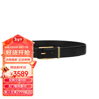 范思哲(VERSACE)男士黑色牛皮革Greca方金扣腰带4cm 120