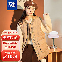 唐狮女棒球领短款羽绒马甲