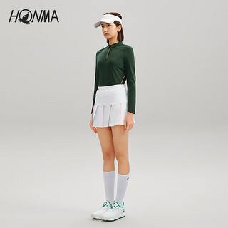 HONMA专业高尔夫HONMA纯色长袖POLO衫2024春季舒适T恤 墨绿 M