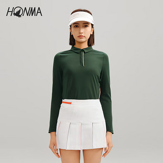 HONMA专业高尔夫HONMA纯色长袖POLO衫2024春季舒适T恤 墨绿 M