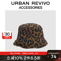 URBAN REVIVO冬女士时尚复古时髦豹纹渔夫帽UAWA30163 咖棕 F