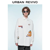 UR2024春季男装高街趣味印花超宽松长袖开襟衬衫UMV240003 本白 L(XL-XXL)