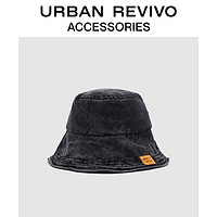 URBAN REVIVO 女士洗水牛仔织唛渔夫帽 UAWA40080 深灰 F