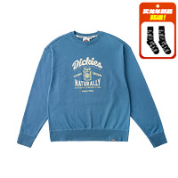 dickies24春夏 宽松休闲胸前印花圆领毛圈布卫衣DK013090 王冠蓝 L