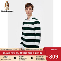 Hush Puppies暇步士男装2024春季纯棉美式休闲复古条纹Polo衫 064中绿3 S