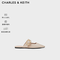 CHARLES & KEITH CHARLES&KEITH24春CK1-70381024尖头平底金属扣穆勒鞋拖鞋女 Nude肉色 39